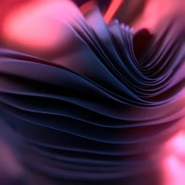 Smooth waves of dark metallic fabric with a depth-of-field effect. 3d render Stock Illustration