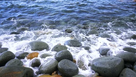 Smooth waves on giant rocks like eggs interesting Stock Footage 121953993