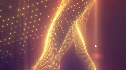 Smooth waves of glowing golden particles flow Stock Illustration