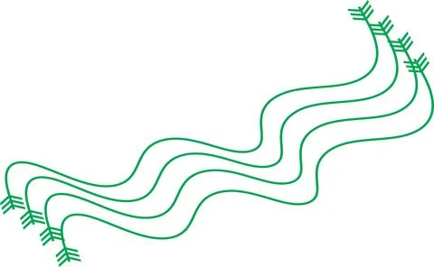 Smooth wavy green arrows vector with stars representing digital signals Stock Illustration