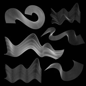 Smooth wavy lines, Sound wave, Abstract form of smoke flowing matter. Vector Stock Illustration