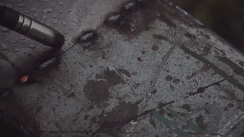 Smooth weld seam from professional welding machine Stock Footage 77695318