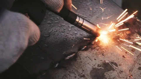 Smooth weld seam from professional welding machine Stock Footage 77697753