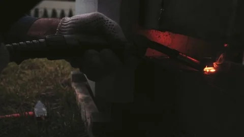 Smooth weld seam from professional welding machine Stock Footage 77698019