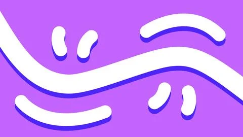 Smooth White Doodle Flow on Purple Background Stock Illustration