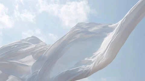 Smooth white fabric floating in air with soft natural light Stock Footage 317017140