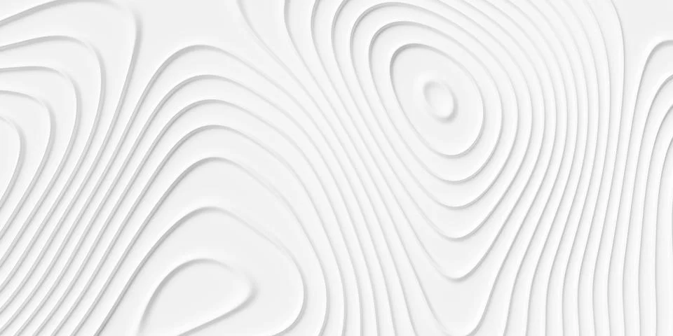 Smooth white organic concentric bend circle shapes geometrical background w.. Stock Illustration