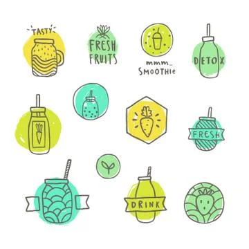 Smoothie badges set. Stock Illustration