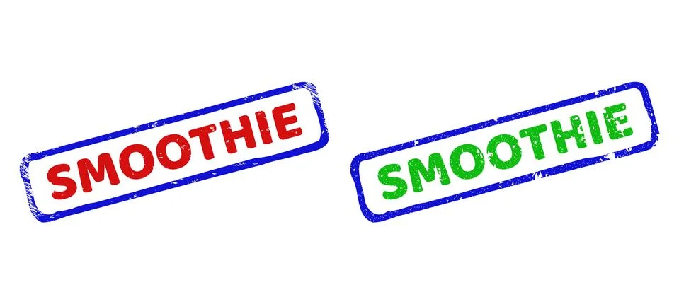 SMOOTHIE Bicolor Rough Rectangle Seals with Corroded Textures Stock Illustration