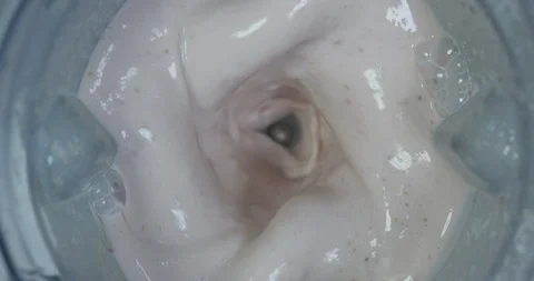 Smoothie Blended In Slow Motion Shot From Above Blending Fresh Fruit  Stock Footage 114052374