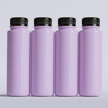 Smoothie bottle image or juice realistic 3D render with a black color cup  ( Stock Illustration