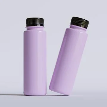 Smoothie bottle image or juice realistic 3D render with a black color cup  ( Stock Illustration