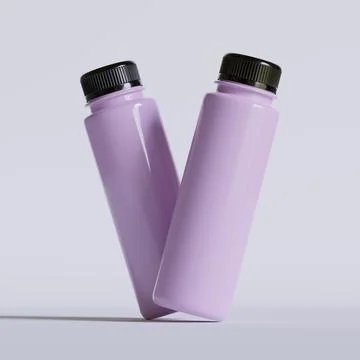Smoothie bottle image or juice realistic 3D render with a black color cup  ( Stock Illustration