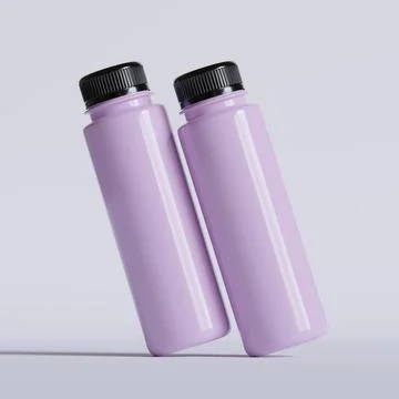Smoothie bottle image or juice realistic 3D render with a black color cup  ( Stock Illustration