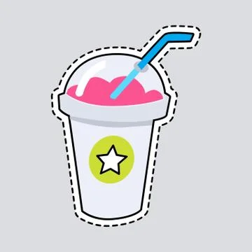 Smoothie in Closed Cup with Straw. Cut it out. Stock Illustration