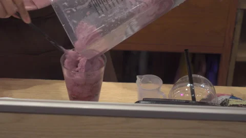 Smoothie cold drink preparation in a cafe Stock Footage 271217650