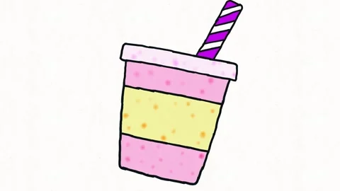 Smoothie Cup with Straw Hand Drawn Animation Stock Footage 338000120