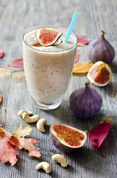 Smoothie with figs and cahew Stock Photos