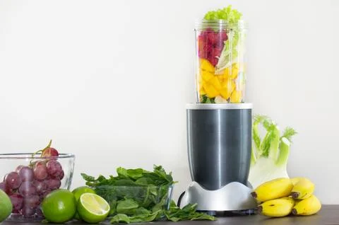 Smoothie ingredients in blender Stock Photos