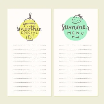 Smoothie menu templates. Stock Illustration