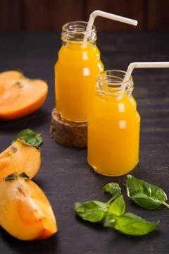 Smoothie from persimmon Stock Photos