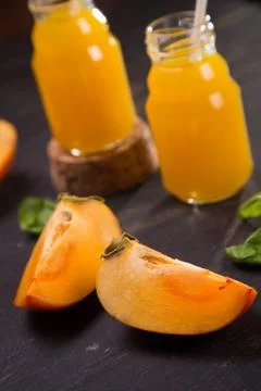 Smoothie from persimmon Stock Photos