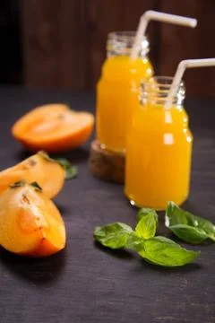 Smoothie from persimmon Stock Photos
