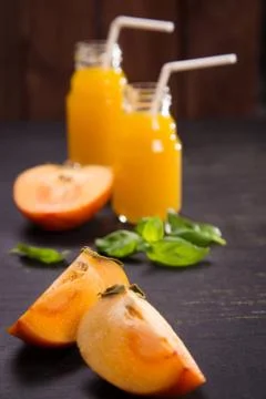 Smoothie from persimmon Stock Photos