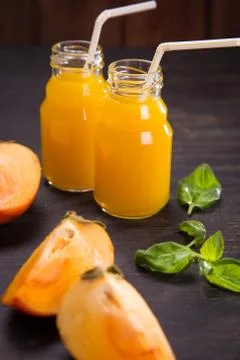 Smoothie from persimmon Stock Photos