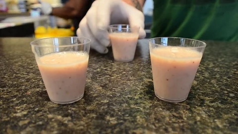 Smoothie shot glasses Stock Footage 78547217