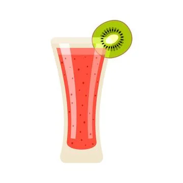 Smoothie with slice of kiwi fruit. Vector illustration. Stock Illustration