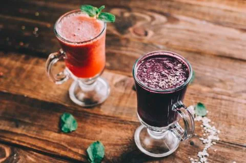 Smoothies With Berryes Stock Photos