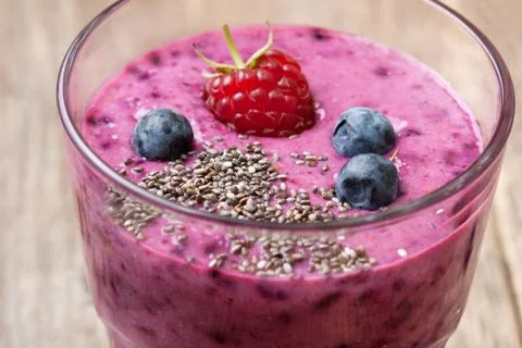 Smoothies with blueberries Stock Photos