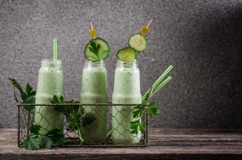 Smoothies with cucumber Stock Photos