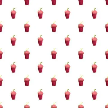 Smoothies in plastic cups seamless pattern background Illustrazione stock