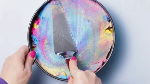 Smoothing Rainbow Ice Cream Stock Footage 87771270