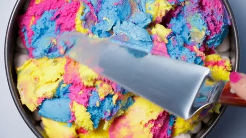 Smoothing Rainbow Ice Cream Stock Footage 87771277