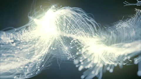 Smoothly and harmonically flowing particle trails with depth of field effects 4K Stock Footage 132403767