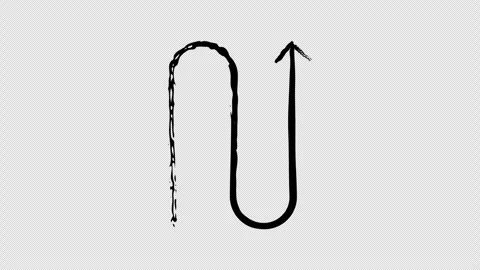 Smoothly bent arrow with U-turn shape grunge doodle animation Stock Footage 329754094