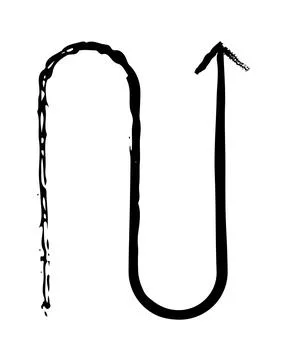 Smoothly bent arrow with U-turn shape grunge doodle design element 스톡 일러스트