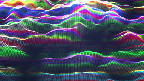 Smoothly deforming colored pixelated wave surface Stock Footage 328253637