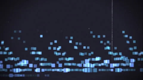 Smoothly falling blue pixels with old film effect Stock Footage 268750187