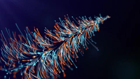 Smoothly moving abstract firework with blue orange soft lines and particles Stock Footage 251949704