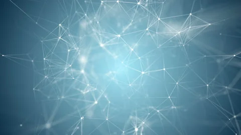 Smoothly moving plexus particles. Virtual neurons firing in an artificial Stock Footage 115629417