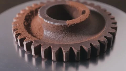 Smoothly rotating metal gear with rust Stock-Footage 165991875
