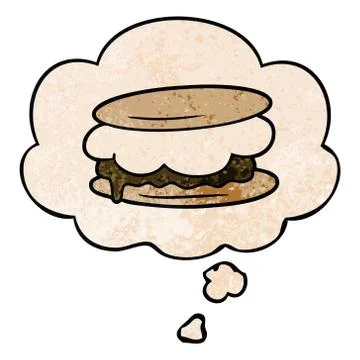 Smore cartoon and thought bubble in grunge texture pattern style Stock Illustration
