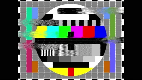SMPTE color bars with Glitch effect. SMPTE color stripe technical problems and Stock Footage 194283555
