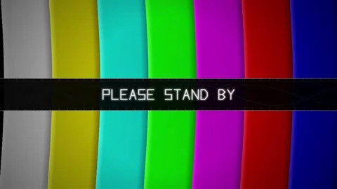 SMPTE Color Bars TV Test Screen with Please Stand By Message Stock Footage 344946667