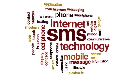 SMS animated word cloud, text design animation. Stock Footage
