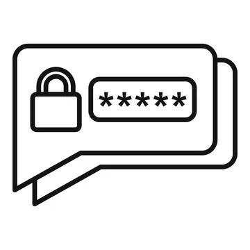 Sms authentication icon, outline style Stock Illustration